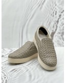 (RAYA PROMO) BOTTEGA VENETA DODGER SLIP ON SNEAKERS SIZE 37.5 IN GREY INTRECCIATO LEATHER 