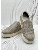 (RAYA PROMO) BOTTEGA VENETA DODGER SLIP ON SNEAKERS SIZE 37.5 IN GREY INTRECCIATO LEATHER 
