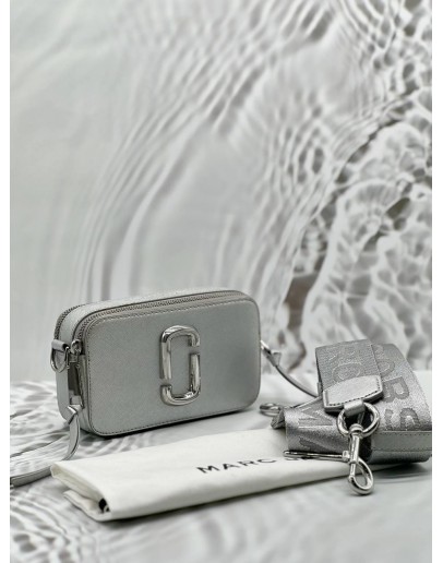 (RAYA PROMO) MARC JACOBS THE SNAPSHOT CAMERA CROSSBODY BAG IN SILVER LEATHER