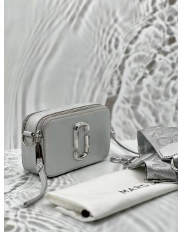 (RAYA PROMO) MARC JACOBS THE SNAPSHOT CAMERA CROSSBODY BAG IN SILVER LEATHER