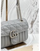 (RAYA PROMO) (LIKE NEW) GUCCI GG MARMONT MINI SHOULDER BAG IN GREY MATELASSE LEATHER