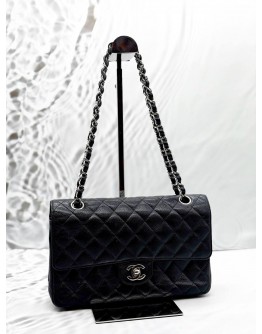 CHANEL MEDIUM CLASSIC DOUBLE FLAP BAG IN BLACK CAVIAR LEATHER