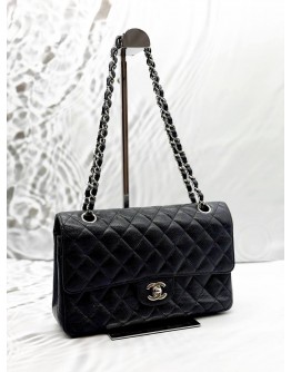 CHANEL MEDIUM CLASSIC DOUBLE FLAP BAG IN BLACK CAVIAR LEATHER