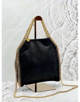 (RAYA PROMO) STELLA MCCARTNEY FALABELLA TOTE BAG IN MATTE BLACK VEGAN SHAGGY DEER FABRIC 
