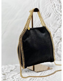 (RAYA PROMO) STELLA MCCARTNEY FALABELLA TOTE BAG IN MATTE BLACK VEGAN SHAGGY DEER FABRIC 