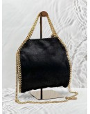 (RAYA PROMO) STELLA MCCARTNEY FALABELLA TOTE BAG IN MATTE BLACK VEGAN SHAGGY DEER FABRIC 