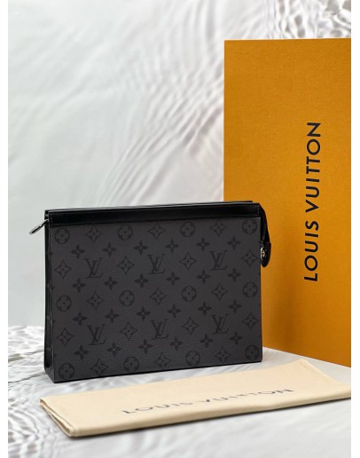 (RAYA PROMO) (LIKE NEW) MICROCHIP LOUIS VUITTON POCHETTE VOYAGE MM IN GREY MONOGRAM ECLIPSE CANVAS -FULL SET-