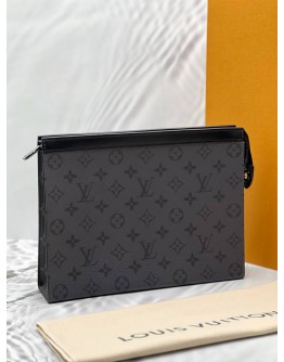 (RAYA PROMO) (LIKE NEW) MICROCHIP LOUIS VUITTON POCHETTE VOYAGE MM IN GREY MONOGRAM ECLIPSE CANVAS -FULL SET-