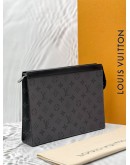 (RAYA PROMO) (LIKE NEW) MICROCHIP LOUIS VUITTON POCHETTE VOYAGE MM IN GREY MONOGRAM ECLIPSE CANVAS -FULL SET-
