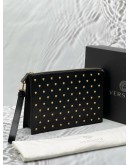 (RAYA PROMO) (LIKE NEW) VERSACE MEDUSA STUDDED CLUTCH IN BLACK LEATHER -FULL SET- 