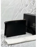 (RAYA PROMO) (LIKE NEW) VERSACE MEDUSA STUDDED CLUTCH IN BLACK LEATHER -FULL SET- 
