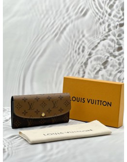 (RAYA PROMO) MICROCHIP LOUIS VUITTON EMILIE WALLET IN BROWN MONOGRAM REVERSE CANVAS -FULL SET-