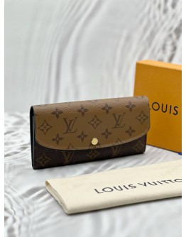 (RAYA PROMO) MICROCHIP LOUIS VUITTON EMILIE WALLET IN BROWN MONOGRAM REVERSE CANVAS -FULL SET-