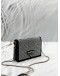 (LIKE NEW) PRADA FLAP CARD HOLDER WITH CHAIN IN BLACK SATIN WITH CRYSTALS -FULL SET-
