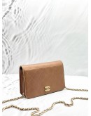 CHANEL WALLET ON CHAIN IN BROWN LAMBSKIN LEATHER