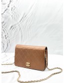 CHANEL WALLET ON CHAIN IN BROWN LAMBSKIN LEATHER