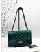 CHANEL MEDIUM CLASSIC DOUBLE FLAP BAG IN OMBRE GREEN WITH BLUE PATENT LEATHER