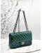 CHANEL MEDIUM CLASSIC DOUBLE FLAP BAG IN OMBRE GREEN WITH BLUE PATENT LEATHER