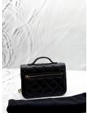 (LIKE NEW) MICROCHIP CHANEL MINI BUSINESS AFFINITY FLAP BAG IN BLACK CAVIAR LEATHER -FULL SET- 