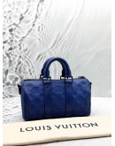 (LIKE NEW) LOUIS VUITTON KEEPALL BANDOULIERE 25 IN RACING BLUE MONOGRAM TAURILLON LEATHER -FULL SET-