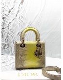 CHRISTIAN DIOR SMALL LADY DIOR IN METALLIC GOLD WITH YELLOW OMBRE LIZARD LEATHER 