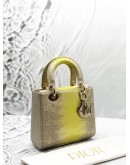 CHRISTIAN DIOR SMALL LADY DIOR IN METALLIC GOLD WITH YELLOW OMBRE LIZARD LEATHER 