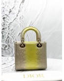 CHRISTIAN DIOR SMALL LADY DIOR IN METALLIC GOLD WITH YELLOW OMBRE LIZARD LEATHER 
