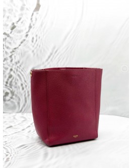 CELINE SMALL SANGLE BUCKET BAG IN RUBY RED LEATHER
