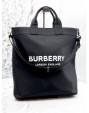 BURBERRY LOGO ARTIE TOTE BAG IN BLACK CANVAS