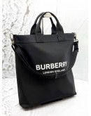 BURBERRY LOGO ARTIE TOTE BAG IN BLACK CANVAS