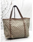 GUCCI NICE TOTE BAG IN BEIGE GG SUPREME CANVAS WITH BROWN LEATHER