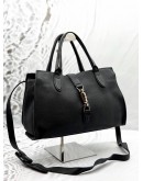 GUCCI JACKIE O TOTE BAG IN BLACK LEATHER 