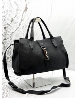 GUCCI JACKIE O TOTE BAG IN BLACK LEATHER 