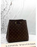 (UNUSED) MICROCHIP LOUIS VUITTON NEONOE MM BAG IN BROWN MONOGRAM CANVAS WITH BLACK LEATHER -FULL SET-