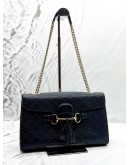 GUCCI EMILY MEDIUM SHOULDER BAG IN BLACK GG GUCCISSIMA LEATHER 
