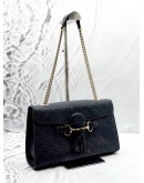 GUCCI EMILY MEDIUM SHOULDER BAG IN BLACK GG GUCCISSIMA LEATHER 