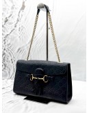 GUCCI EMILY MEDIUM SHOULDER BAG IN BLACK GG GUCCISSIMA LEATHER 