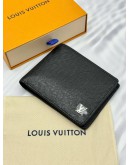 (LIKE NEW) 2026 MICROCHIP LOUIS VUITTON MULTIPLE WALLET IN BLACK TAIGA LEATHER -FULL SET-