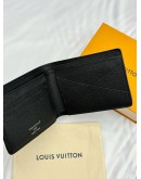 (LIKE NEW) 2026 MICROCHIP LOUIS VUITTON MULTIPLE WALLET IN BLACK TAIGA LEATHER -FULL SET-