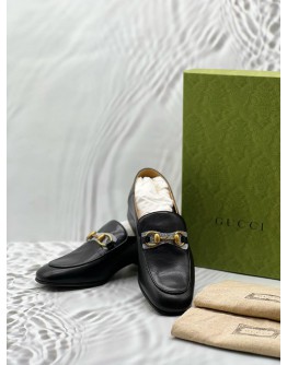 (LIKE NEW) GUCCI JORDAN HORSEBIT LOAFERS SIZE 37 IN BLACK LEATHER -FULL SET-