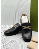 (LIKE NEW) GUCCI JORDAN HORSEBIT LOAFERS SIZE 37 IN BLACK LEATHER -FULL SET-