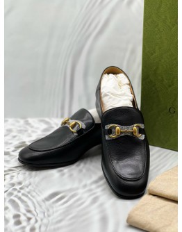 (LIKE NEW) GUCCI JORDAN HORSEBIT LOAFERS SIZE 37 IN BLACK LEATHER -FULL SET-
