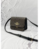 COACH BRYNN CROSSBODY BAG IN BROWN CC SIGNATURE CANVAS WITH BLACK LEATHER 