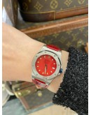 (UNUSED) 2009 AUDEMARS PIGUET ROYAL OAK OFFSHORE LADIES REF 77151 RED DIAL 30MM AUTOMATIC WATCH -FULL SET-