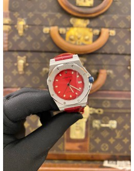 (UNUSED) 2009 AUDEMARS PIGUET ROYAL OAK OFFSHORE LADIES REF 77151 RED DIAL 30MM AUTOMATIC WATCH -FULL SET-
