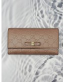 (RAYA PROMO) GUCCI CONTINENTAL BOW WALLET IN BEIGE GG GUCCISSIMA LEATHER 