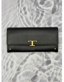 (RAYA PROMO) TOD’S T TIMELESS LONG FLAP WALLET IN BLACK LEATHER 