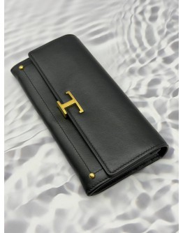 (RAYA PROMO) TOD’S T TIMELESS LONG FLAP WALLET IN BLACK LEATHER 