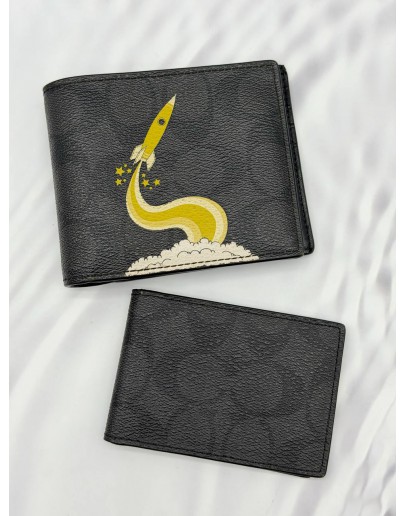 (RAYA PROMO) COACH MULTIPLE WALLET IN BLACK CC SIGNATURE CANVAS WITH ROCKET TRIUMPH MOTIF