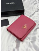 (RAYA PROMO) PRADA TRI-FOLD WALLET IN PINK SAFFIANO LEATHER 